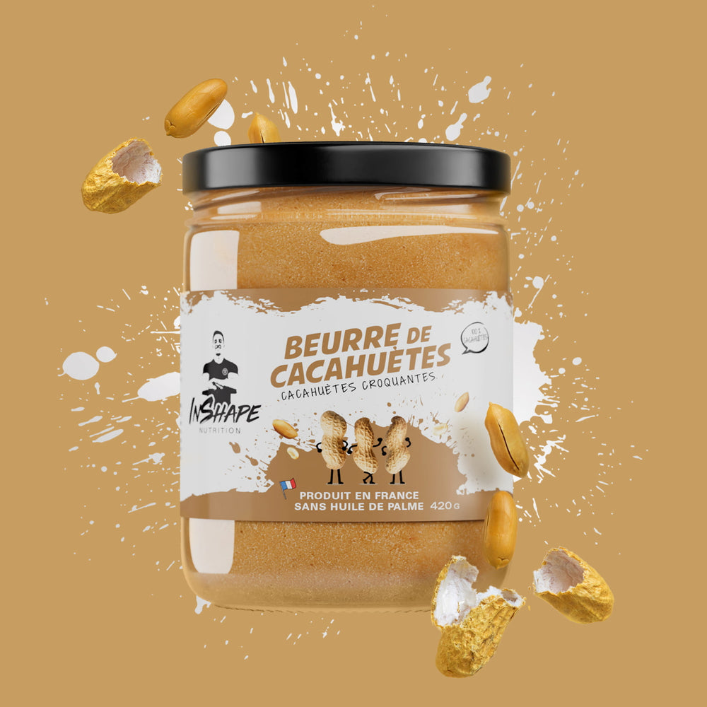 Beurre de Cacahuètes Beurre de cacahuètes Crunchy TIBO INSHAPE Pot de 420  g- FitnessBoutique