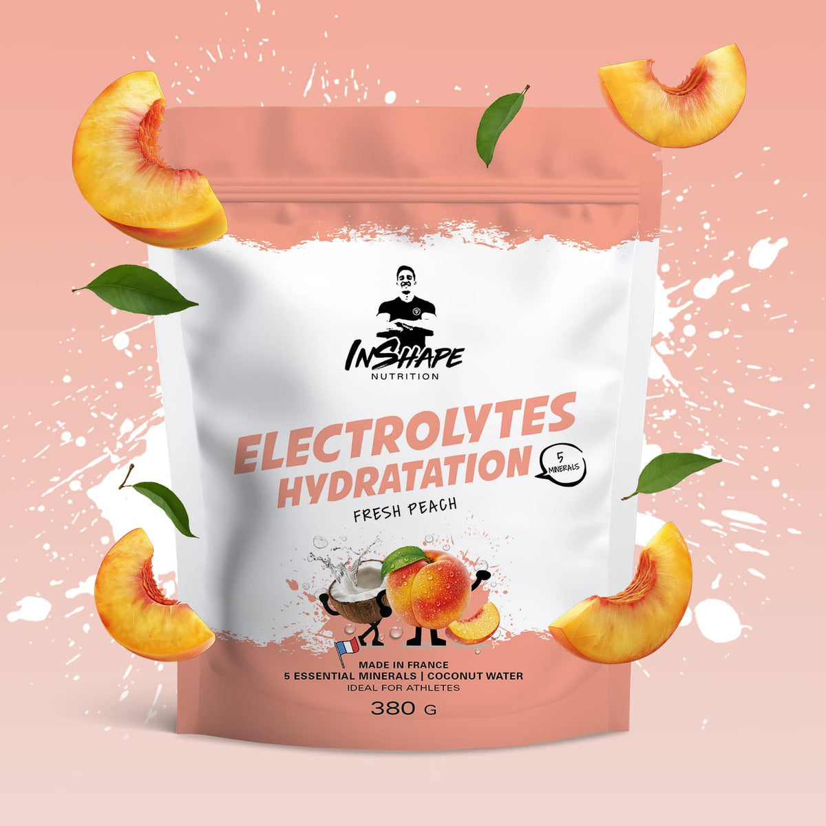 électrolytes en poudre saveur pêche 