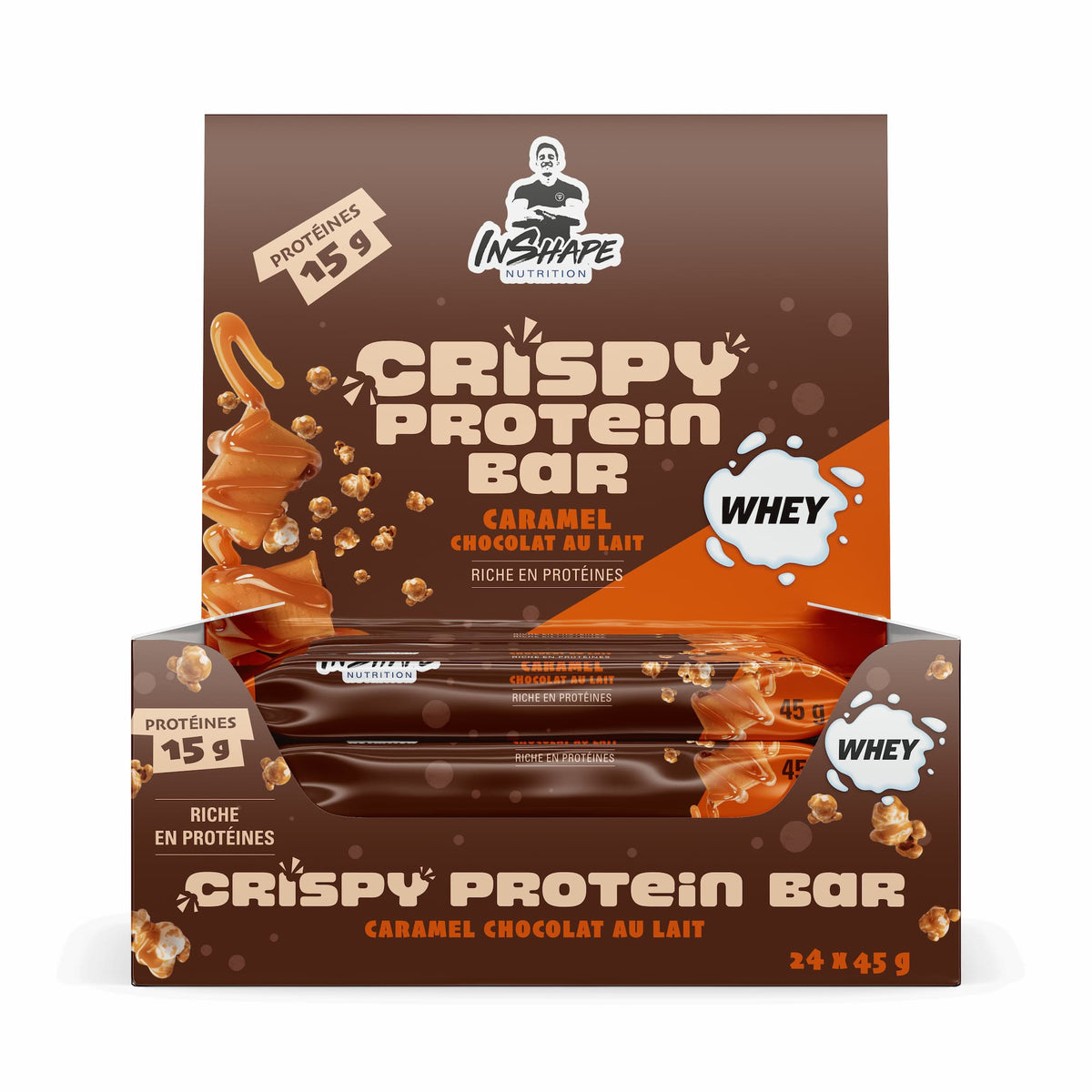 Boîtes de 24 crispy protein bar caramel 45 g